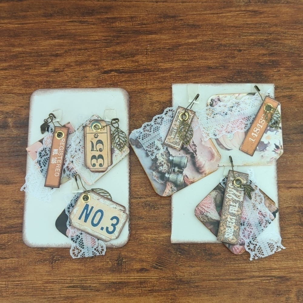 Set Of 6 Rustic Tag Embellishments For Junk Journal/Scrapbooking- Floral/Quotes